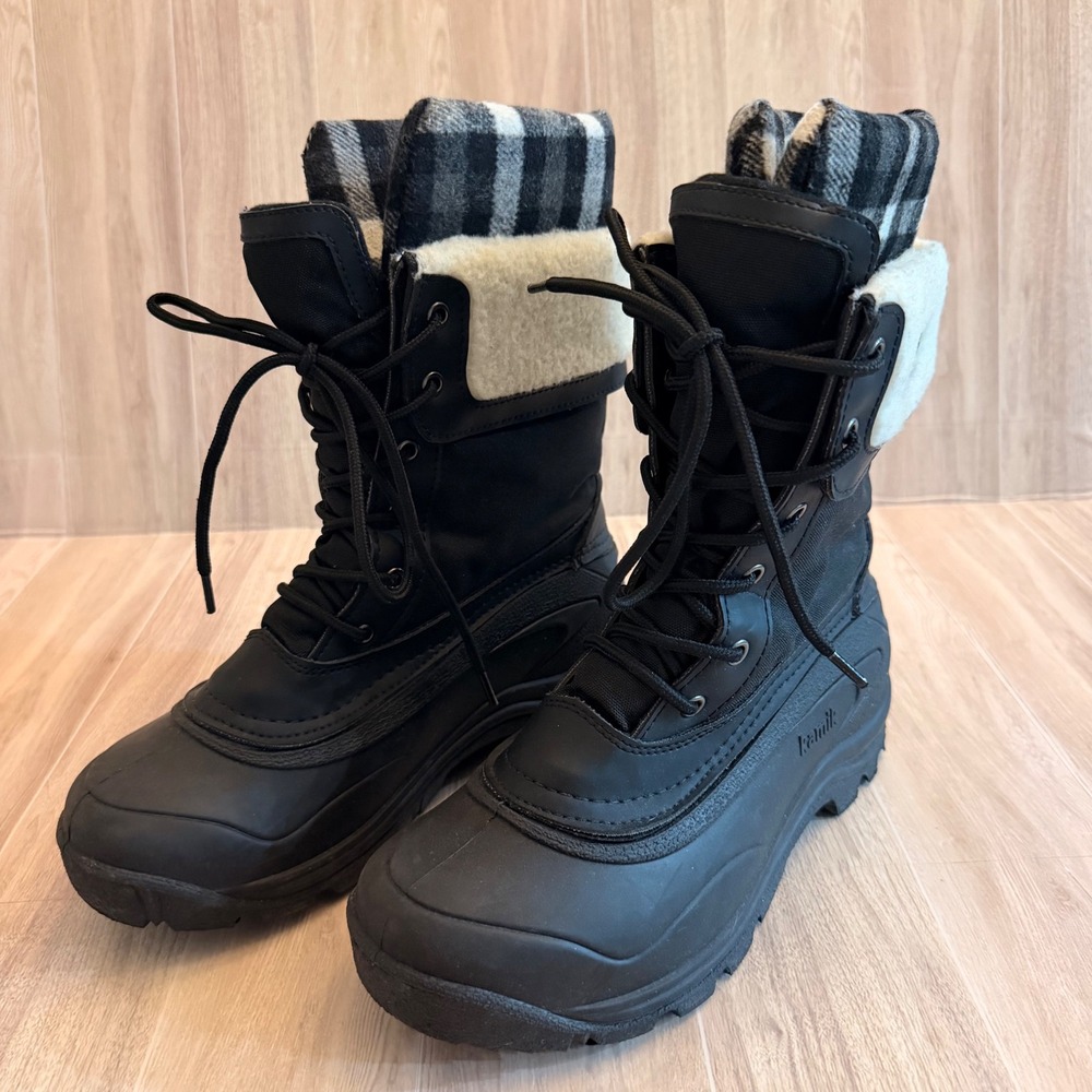 Kamik Sugarloaf Winter Boots Womens 9 Black Plaid Lined Waterproof Boots